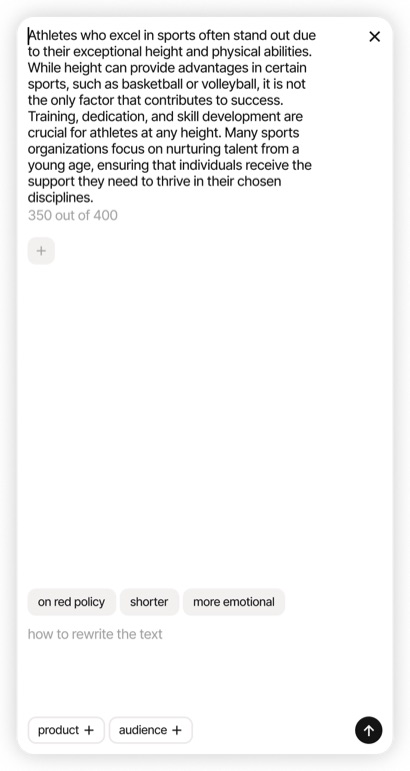 Panel with a long source text and a character counter.